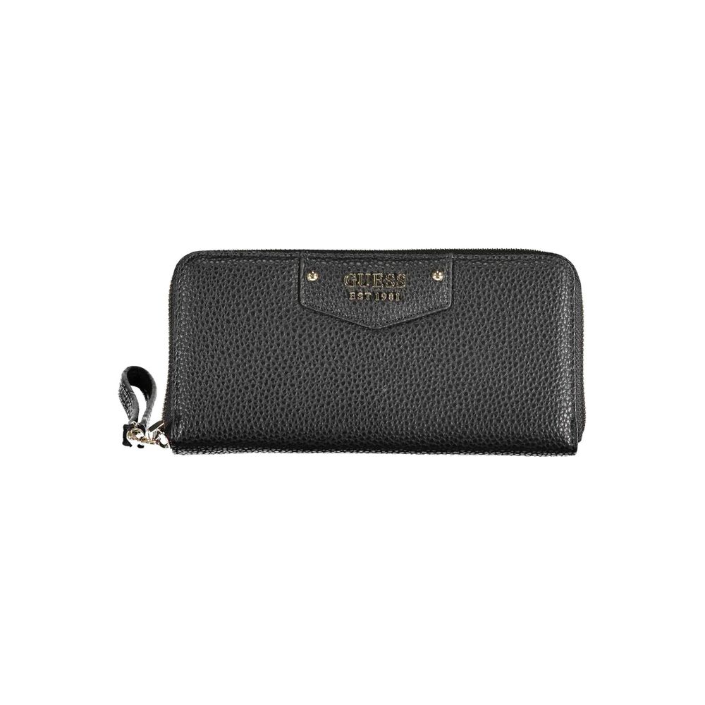 Guess Jeans Black Polyethylene Women Wallet with zip closure and external pocket