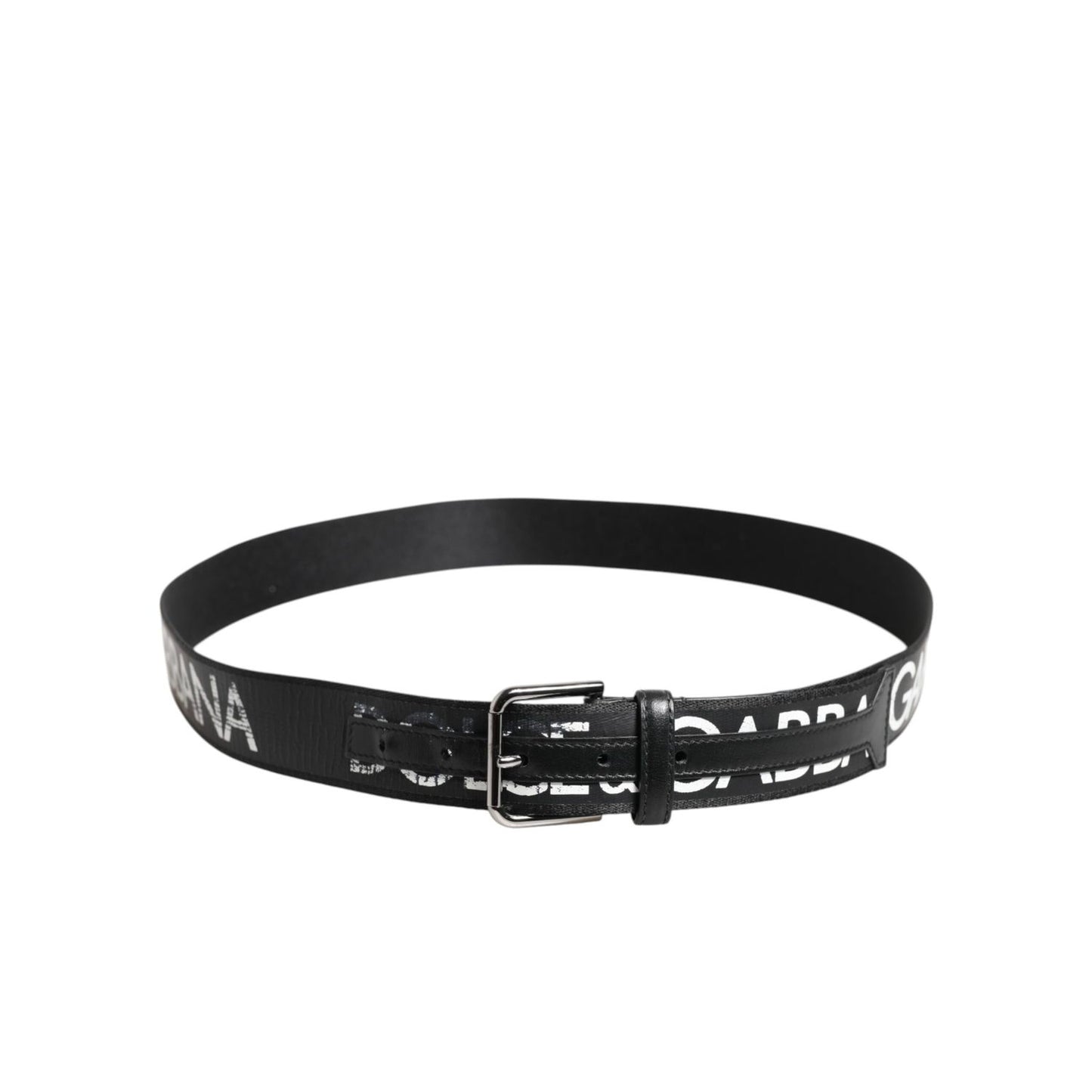 Dolce & Gabbana Black White DG Logo Brass Metal Buckle Belt