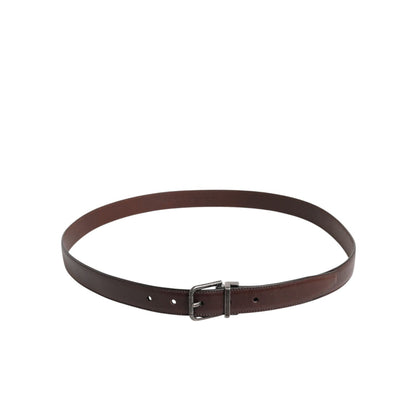 Dolce & Gabbana Brown Classic Calf Leather Metal Buckle Belt