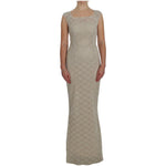 Dolce & Gabbana Beige Ricamo Cutout Cotton Sheath Dress Dresses