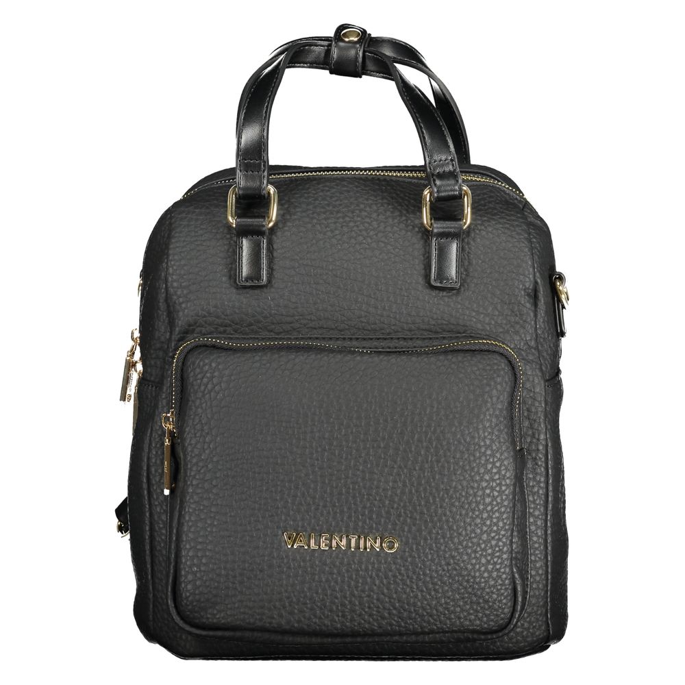 Mario Valentino Black Polyethylene Women Backpack with sleek handles and external pocket
