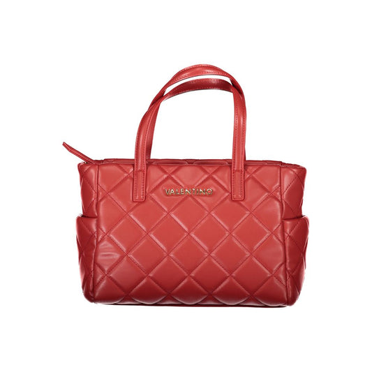 Mario Valentino Red Polyethylene Handbag with handles, adjustable strap, pockets, and contrasting details.