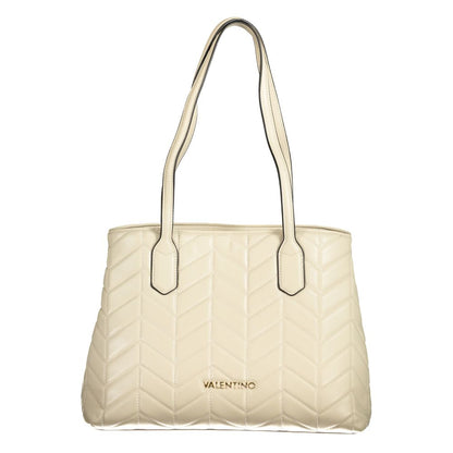 Mario Valentino Beige Polyethylene Women Handbag with elegant shoulder handles and quilted design.