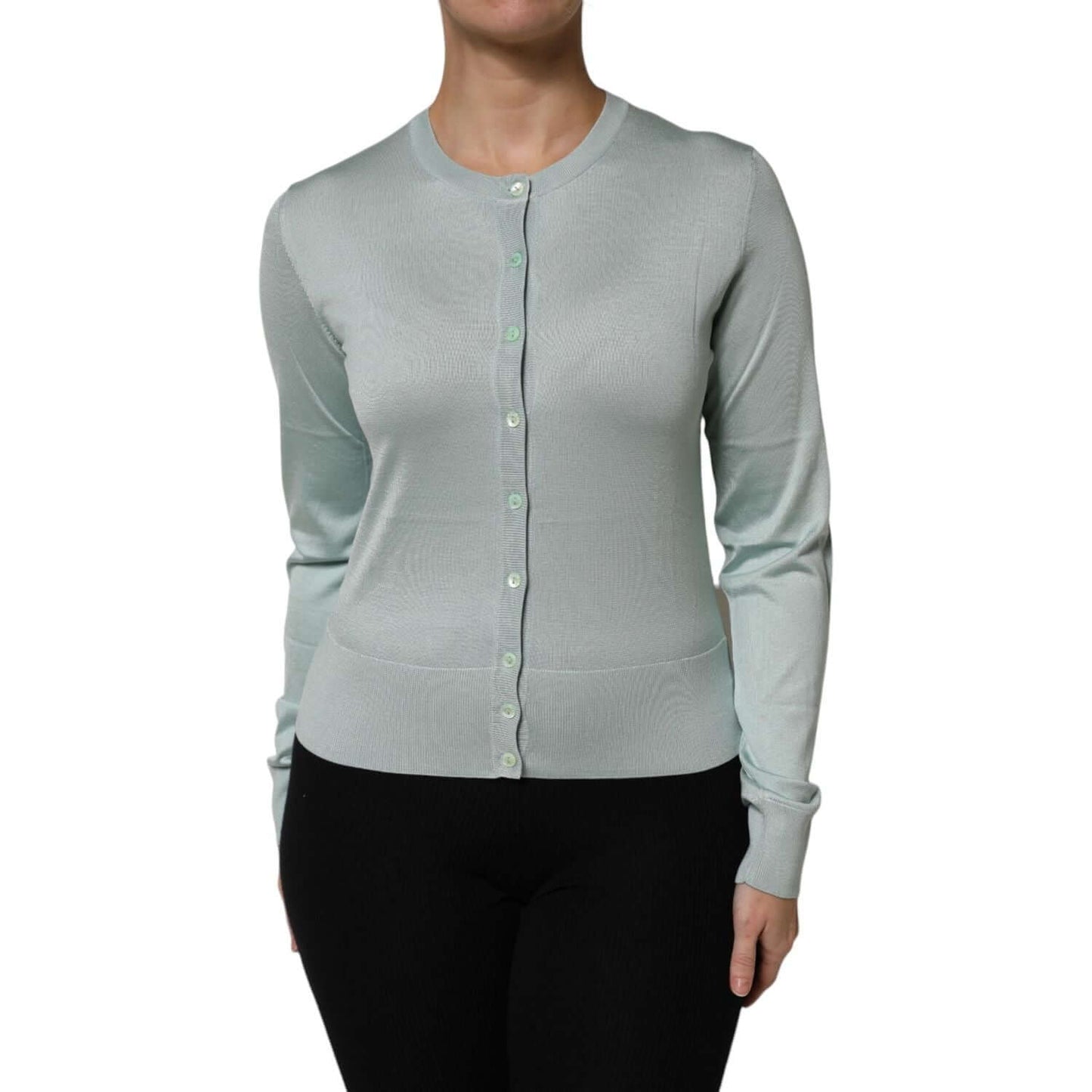 Dolce & Gabbana Light Green Silk Button Down Cardigan Sweater TSH87604-42