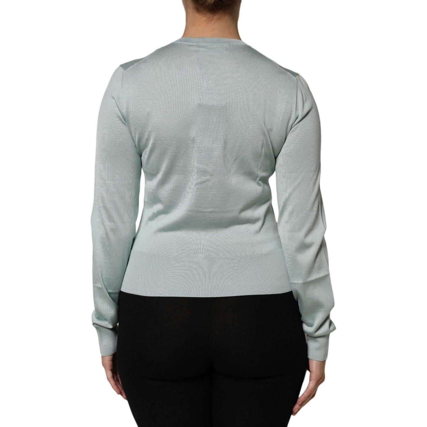 Dolce & Gabbana Light Green Silk Button Down Cardigan Sweater TSH87604-42