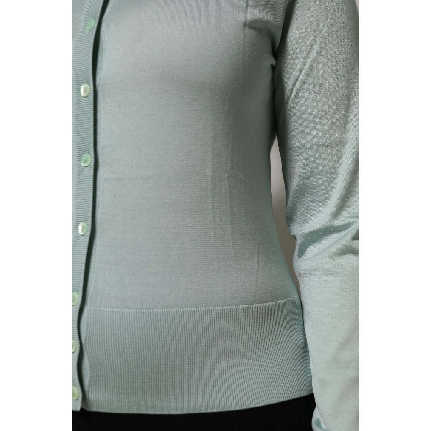Dolce & Gabbana Light Green Silk Button Down Cardigan Sweater TSH87604-42