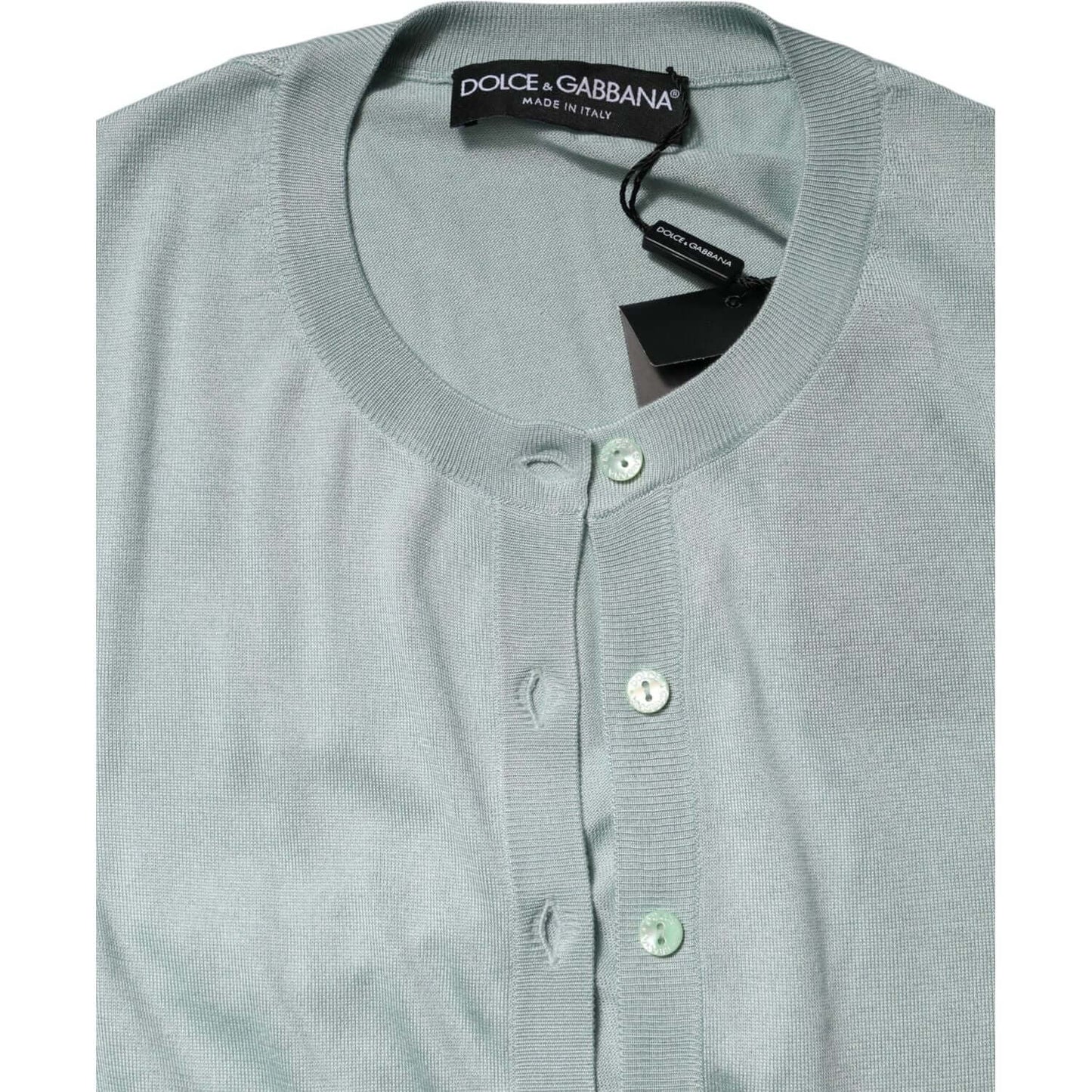 Dolce & Gabbana Light Green Silk Button Down Cardigan Sweater TSH87604-42