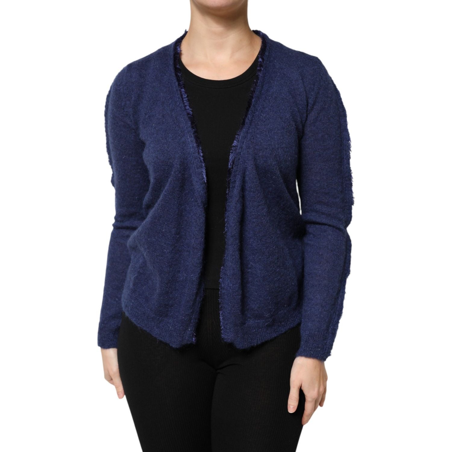 Ballantyne Dark Blue Long Sleeves Overcoat Cardigan Sweater
