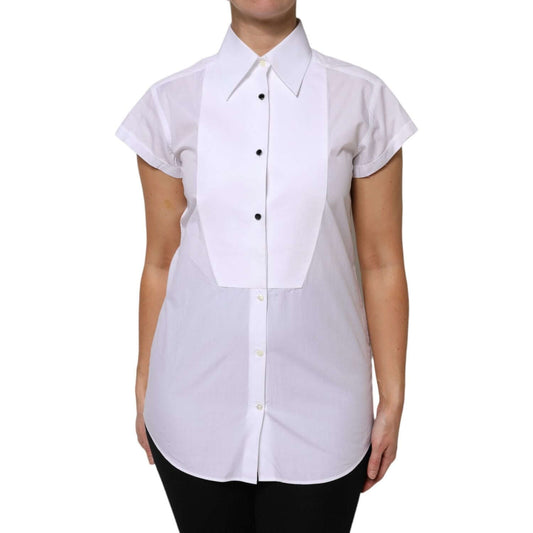 Dolce & Gabbana White Cotton Short Sleeves Collared Polo Top TSH878609-38