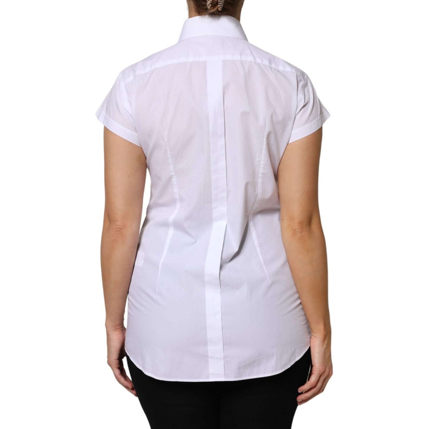 Dolce & Gabbana White Cotton Short Sleeves Collared Polo Top TSH878609-38