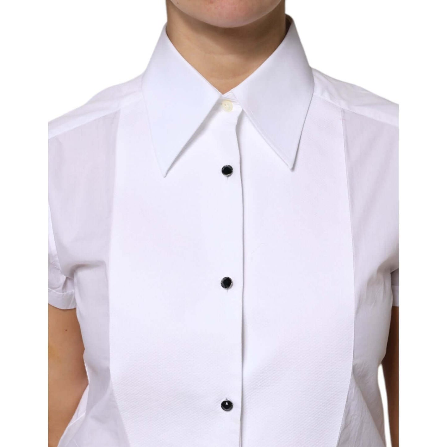Dolce & Gabbana White Cotton Short Sleeves Collared Polo Top TSH878609-38