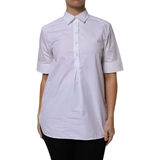Dolce & Gabbana White Cotton Short Sleeves Collared Polo Top TSH878624-38