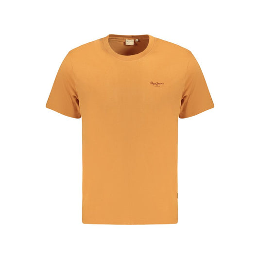 Pepe Jeans Orange Cotton T-Shirt, short sleeve, crew neck with logo print, made of 100% sustainable cotton.