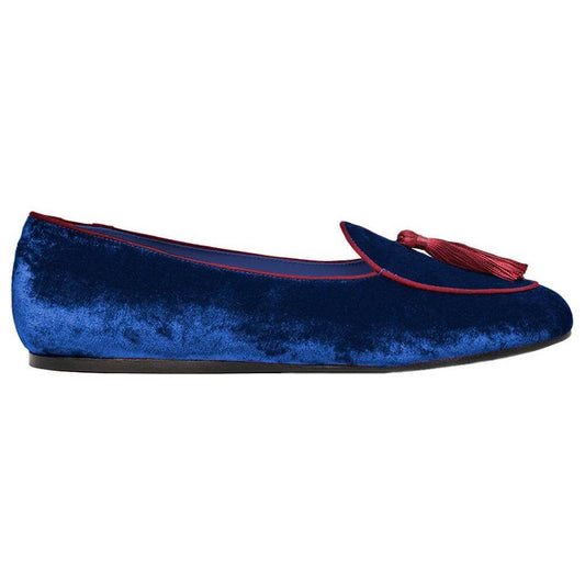 Charles Philip Blue Velvet Flat Shoe CH-15408-EU35/US5