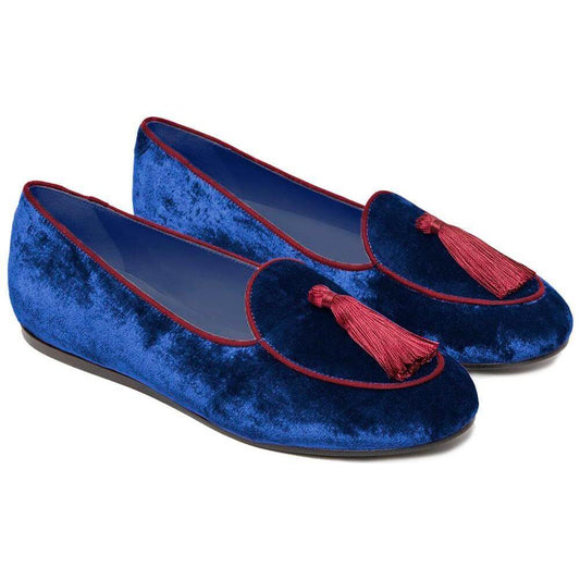 Charles Philip Blue Velvet Flat Shoe CH-15408-EU35/US5