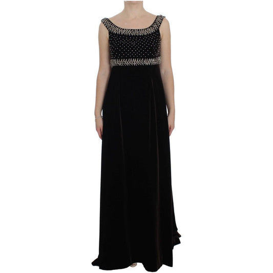 Dolce & Gabbana Elegant Brown Velvet Crystal Gown Dolce & Gabbana Rosy Brown