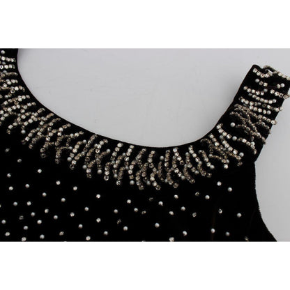 Dolce & Gabbana Brown Velvet Crystal Sheath Gown Dress