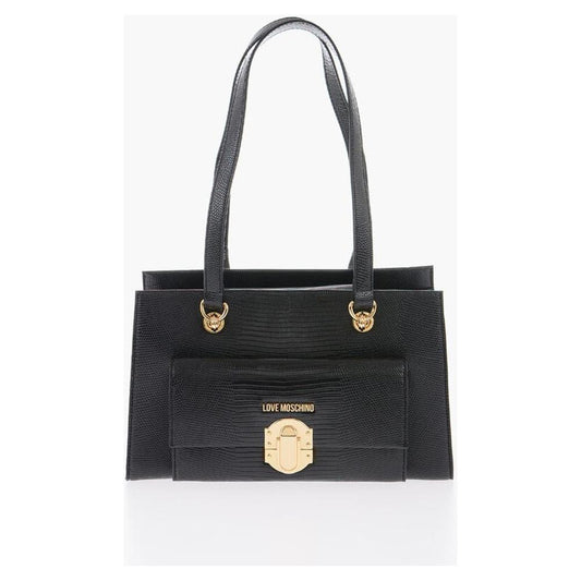 Moschino LOVE Faux Leather Shoulder Bag with Golden Details