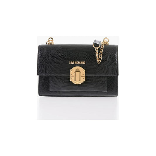 Moschino LOVE Faux Leather Shoulder Bag with Metal Magnetic Closure
