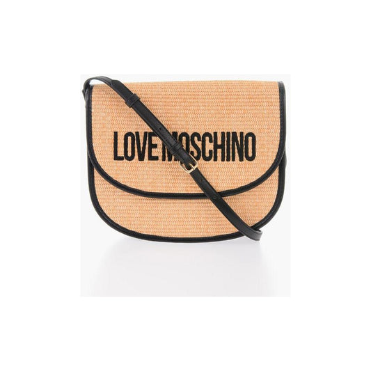 Moschino LOVE Rafia Saddle Bag with Contrasting Details