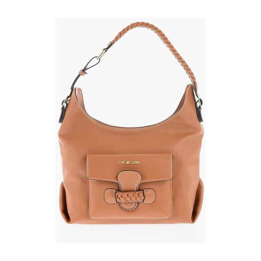 Moschino LOVE Faux Leather Shoulder Bag with Braided Handle