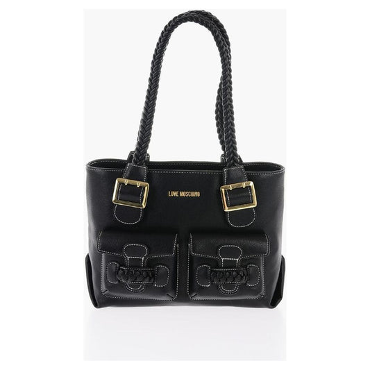 Moschino LOVE Faux Leather Shoulder Bag with Braided Handle