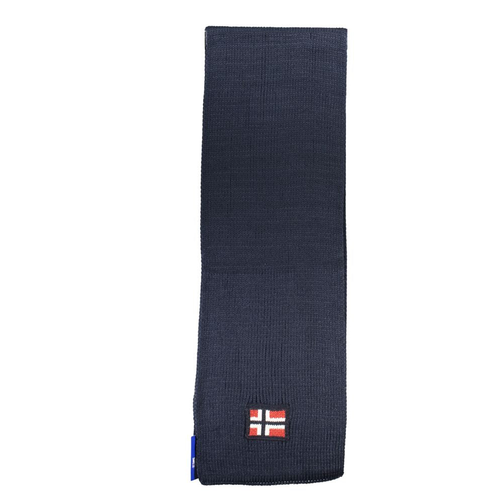 Norway 1963 Blue Marabou Men Scarf with intricate embroidery and iconic logo, perfect for luxury and timeless style in gentlemen's wardrobes.
