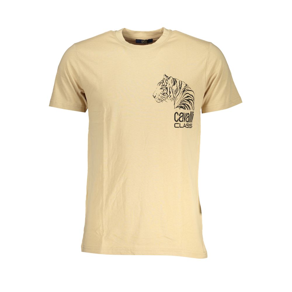 Cavalli Class Beige Cotton Men T-Shirt