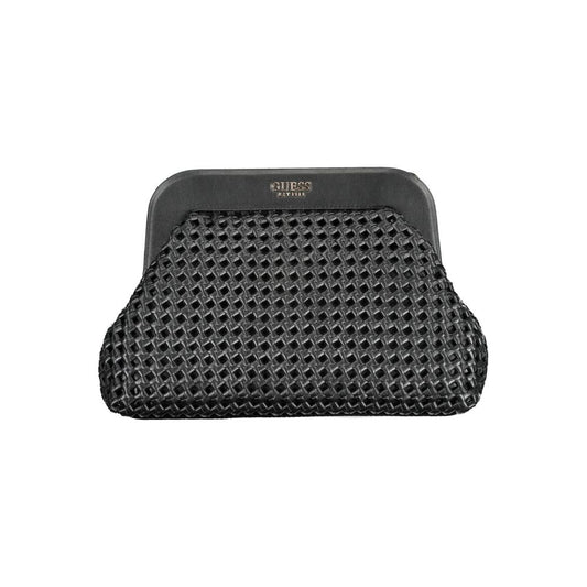 Guess Jeans Black Polyethylene Women Handbag with textured design and removable strap for versatile wear.