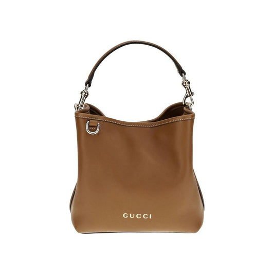 Gucci GG Emblem Leather Bucket Bag