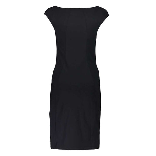 Patrizia Pepe Elegant Black Boat Neck Dress with Wide Straps PA-28357-XS