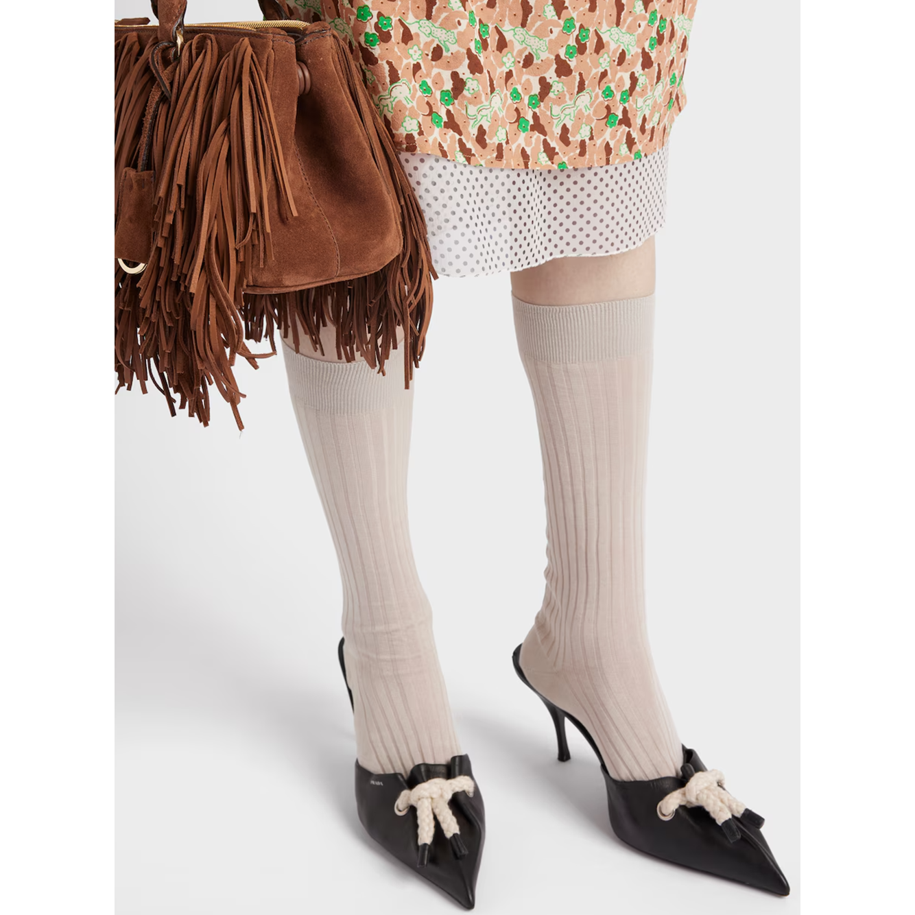 Prada Black Nappa Leather Rope Detail  Sandals