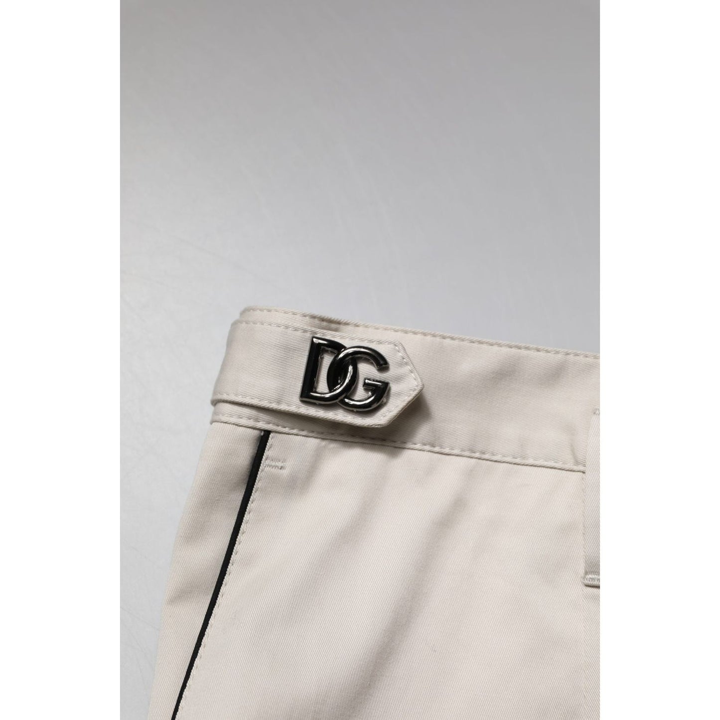 Dolce & Gabbana White Cotton Dress Slim Formal Pants