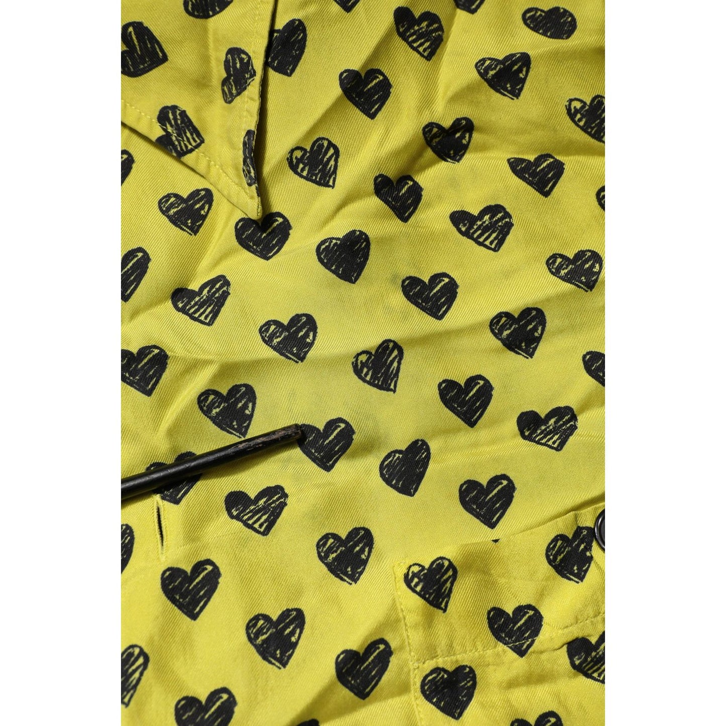 Dolce & Gabbana Yellow Heart Short Sleeves Men Casual Shirt TSH90656-42