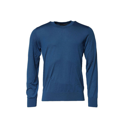 Dolce & Gabbana Blue Cashmere Crew Neck Sweatshirt Sweater