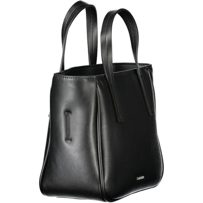 Calvin Klein Black Polyethylene Women Handbag with dual handles, sleek design, and subtle logo detailing, perfect for stylish utility.