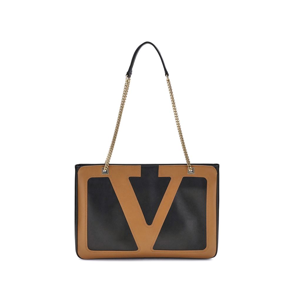 Valentino Garavani Black Calf Leather Bos Taurus Shoulder Bag