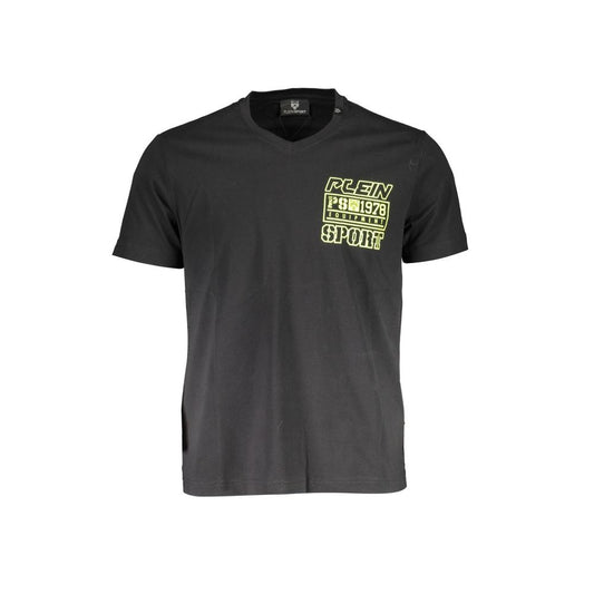Plein Sport Black Cotton Men T-Shirt with bold print and signature logo