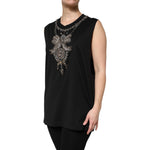 Dolce & Gabbana Black Cotton Rhinestone Embellished Tank Top DR81735-40