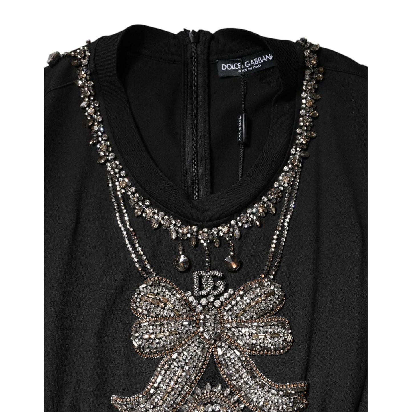 Dolce & Gabbana Black Cotton Rhinestone Embellished Tank Top DR81735-40
