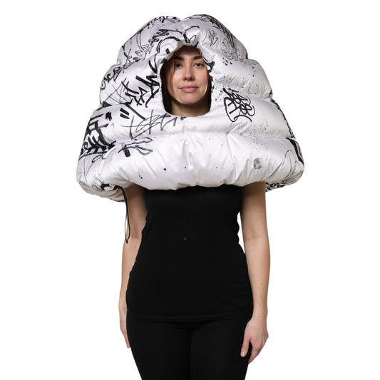 Dolce & Gabbana White Polyester Printed Hood Quilted Hat