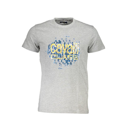 Cavalli Class Grigio Cotton Men T-Shirt