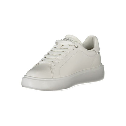 Blauer White Leather Women Sneaker with silver accents and removable insole