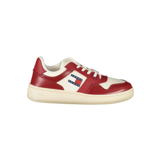 Tommy Hilfiger Red Leather Women Sneaker TO-36045-EU36/US6