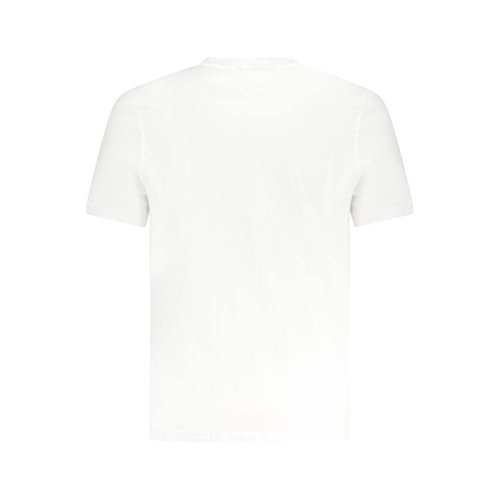 Back view of K-WAY White Cotton T-Shirt with short sleeves and crew neck.