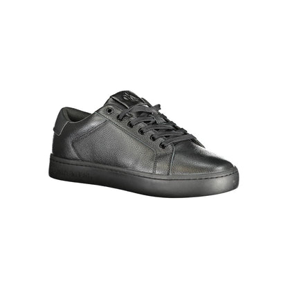 Calvin Klein Black Polyethylene Men Sneaker with removable footbed and premium materials, featuring iconic logo for urban style.