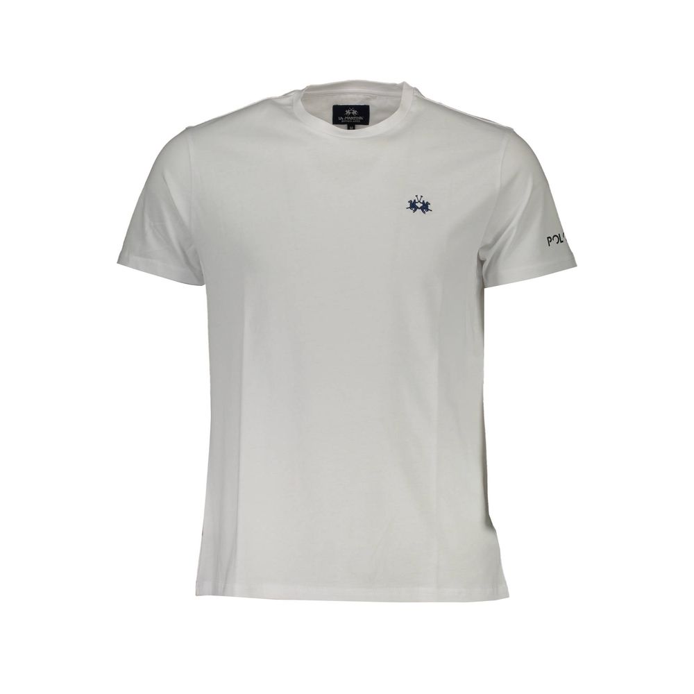 La Martina White Cotton Men T-Shirt with embroidery and logo detail