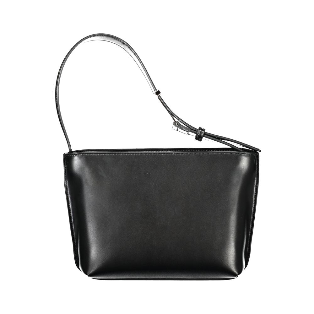 Calvin Klein Black Polyester Women Handbag, eco-friendly sleek shoulder bag with single handle and zip closure.