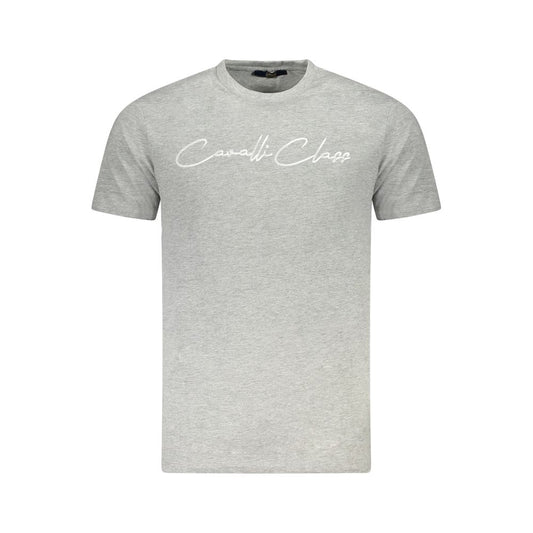 Cavalli Class Gray Cotton Men T-Shirt CA-36681-XL