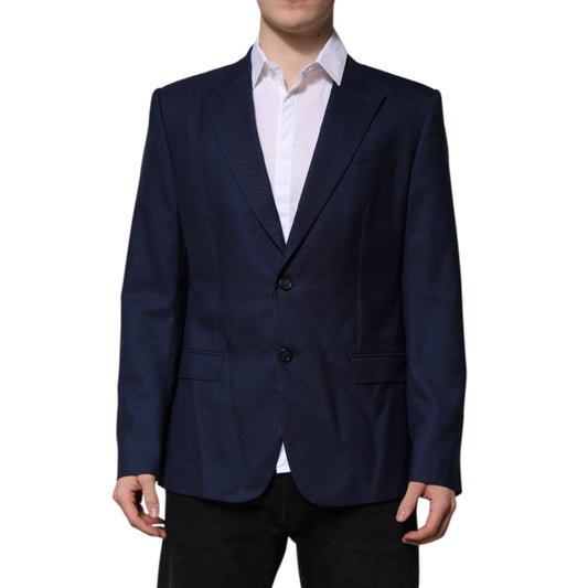 Dolce & Gabbana Blue Wool Single Breasted Suit Coat Blazer